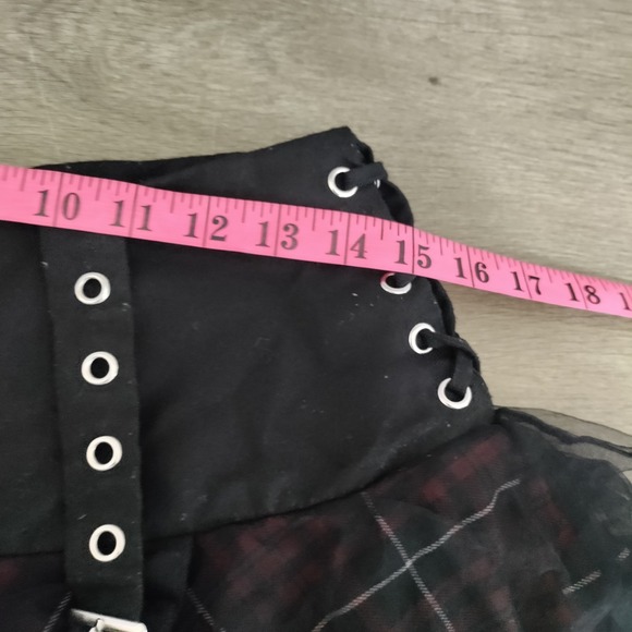 Hot Topic Skirt Black Goth Punk Rock Metal Mini Small Plaid - Picture 4 of 6